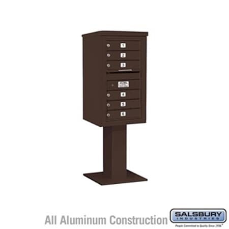 Salsbury Salsbury 3408S-06BRZ Pedestal Mounted 4C Horizontal Mailbox Unit - 8 Door High Unit 58.63 in. - Single Column - 6 MB1 Doors; Bronze 3408S-06BRZ